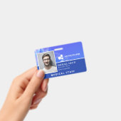 Blue Abstrakt Add Your Logo Employee ID Ausweis (Handheld)