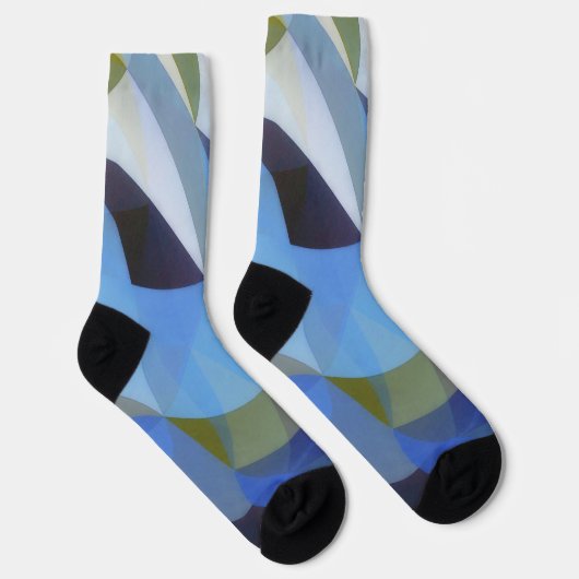 Blue Abstrakt Art Crazy Socken (Rechts)