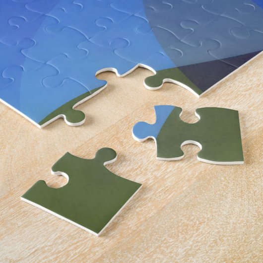 Blue Abstrakt Art Geo Shapes Puzzle (Seite)