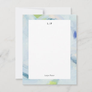 Blue Abstrakt Art Personalisiert Flat Note Card Einladung