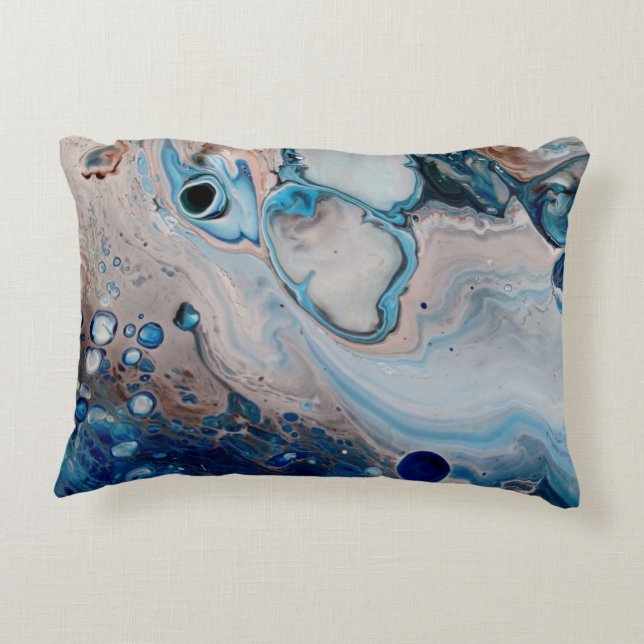 Blue Abstrakt Art Throw Accent Pillow Zierkissen (Rückseite)