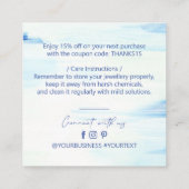 Blue Abstrakt Art Unique Business Vielen Dank Beil Quadratische Visitenkarte (Rückseite)