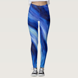 Blue Abstrakt Art Water Flow Leggings