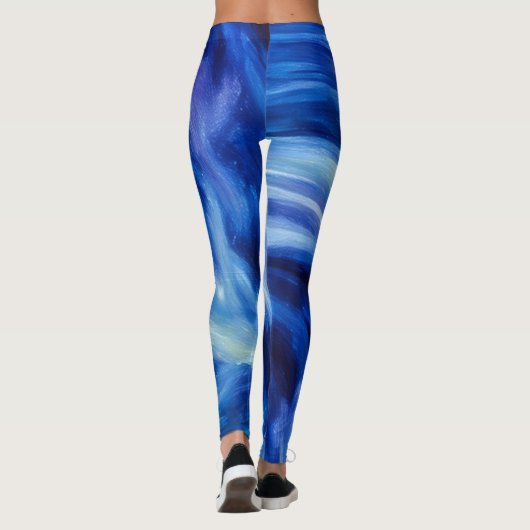 Blue Abstrakt Art Water Flow Leggings (Rückseite)