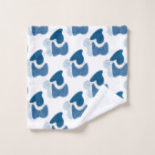 Blue Abstrakt Artwork Badhandtuch Set (Waschlappen)