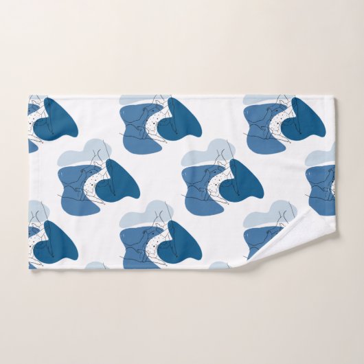 Blue Abstrakt Artwork Badhandtuch Set (Handtuch)