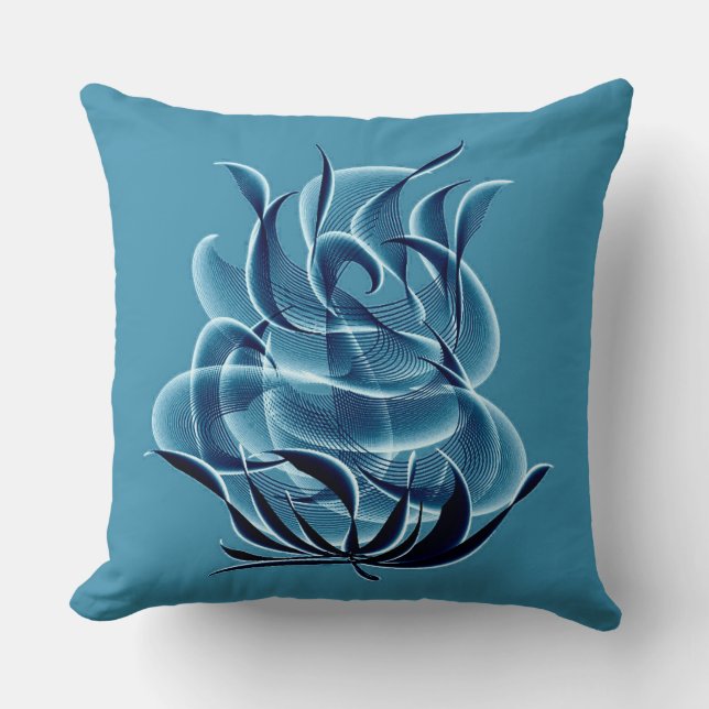 Blue Abstrakt Blue Rose Throw Kissen (Vorderseite)