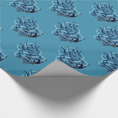 Blue Abstrakt Blue Rose Wrapping Paper Geschenkpapier (Ecke)