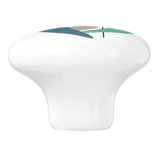 Blue Abstrakt Boomerangs Mitteljahrhundert Moderne Keramikknauf (Seitenansicht)