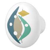 Blue Abstrakt Boomerangs Mitteljahrhundert Moderne Keramikknauf (Rechts)