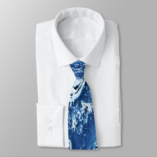 Blue Abstrakt Bubbles Water Ice Design Krawatte (Gebunden)