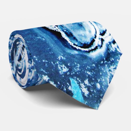 Blue Abstrakt Bubbles Water Ice Design Krawatte (Gerollt)