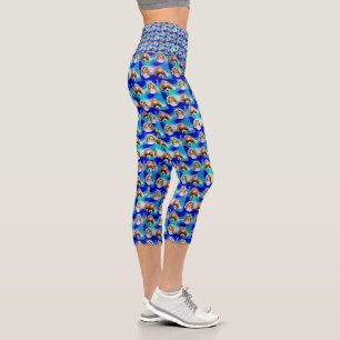 Blue Abstrakt Cavalier spanel Design, Capri Leggings