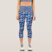 Blue Abstrakt Cavalier spanel Design, Capri Leggings (Vorderseite)