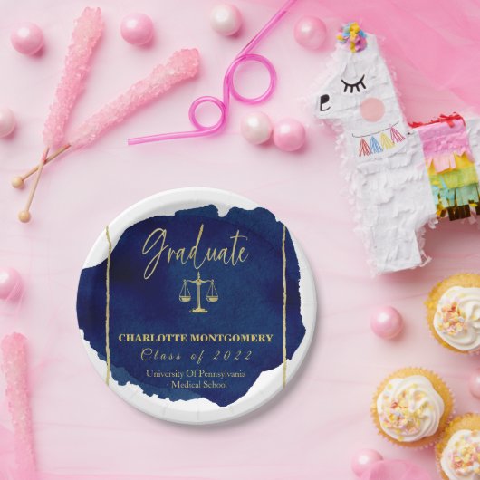 Blue Abstrakt EleganLaw School Abschluss Pappteller (Party)