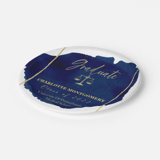 Blue Abstrakt EleganLaw School Abschluss Pappteller (Schrägansicht)