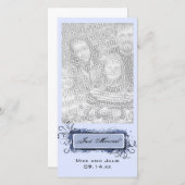 Blue Abstrakt Floral Just Married Ankündigung (Vorne/Hinten)