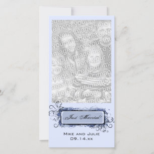 Blue Abstrakt Floral Just Married Ankündigung