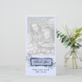 Blue Abstrakt Floral Vielen Dank Dankeskarte (Stehend Vorderseite)