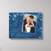 Blue Abstrakt Floral Wedding Foto Template Leinwan Leinwanddruck (Vorderseite)