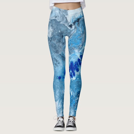 Blue abstrakt Fluid art #01 Leggings (Vorderseite)