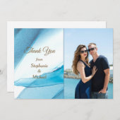 Blue Abstrakt Foto Template Wedding Vielen Dank Dankeskarte (Vorne/Hinten)