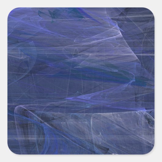 Blue Abstrakt Fraktal Square Sticker (Vorderseite)