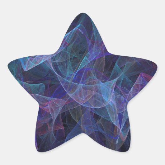 Blue Abstrakt Fraktal Star Sticker (Vorderseite)