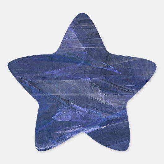 Blue Abstrakt Fraktal Star Sticker (Vorderseite)