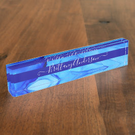 Blue Abstrakt Ink Blot Beautiful Custom Namensplakette