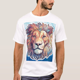 BLUE Abstrakt Lion Head T-Shirt