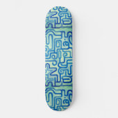 Blue Abstrakt Maze Ethnic Tribal Style Cool Künstl Skateboard (Vorderseite)