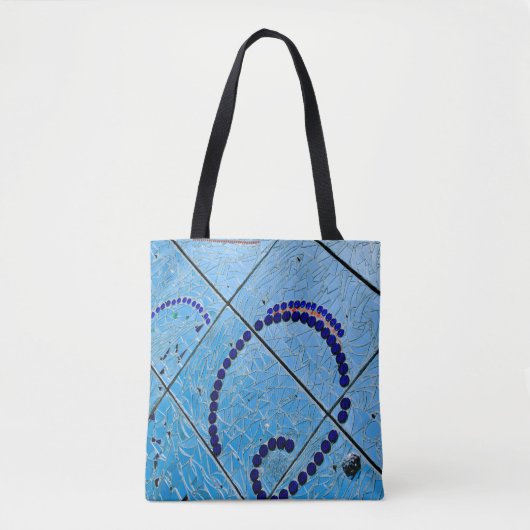 Blue Abstrakt Mirror Mosaic Tasche (Vorderseite)