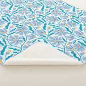 Blue Abstrakt Mitte Jahrhundert Moderne Blume Sherpadecke (3/4)