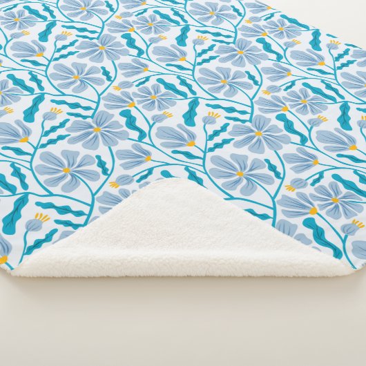 Blue Abstrakt Mitte Jahrhundert Moderne Blume Sherpadecke (3/4)