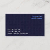Blue Abstrakt Modern Business Card Visitenkarte (Rückseite)