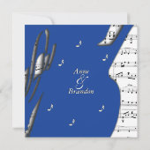 Blue Abstrakt Music Theme Wedding Einladung (Rückseite)