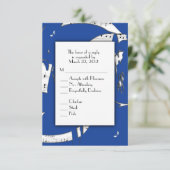 Blue Abstrakt Music UAWG with Menu Choice RSVP Karte (Stehend Vorderseite)