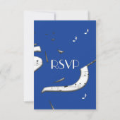Blue Abstrakt Music UAWG with Menu Choice RSVP Karte (Rückseite)