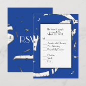 Blue Abstrakt Music UAWG with Menu Choice RSVP Karte (Vorne/Hinten)