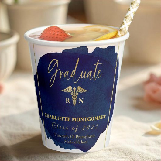 Blue Abstrakt Nurse Medical Caduceus Abschluss Pappbecher