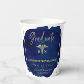 Blue Abstrakt Nurse Medical Caduceus Abschluss Pappbecher (Rückseite)