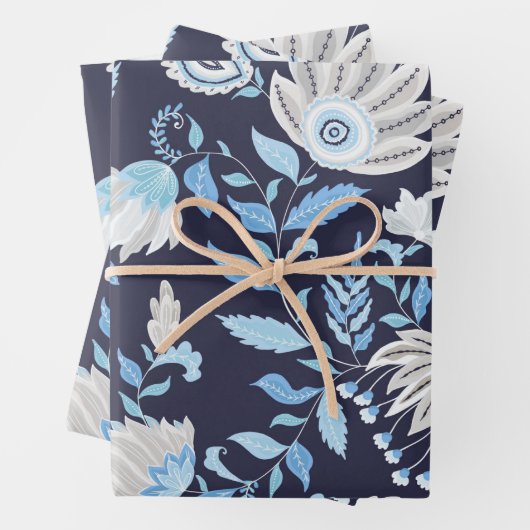 Blue Abstrakt Paisley Blume und Blätter (Beispiel)