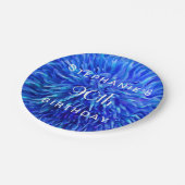 Blue Abstrakt Paper Tellers, 90. Geburtstagsparty Pappteller (Schrägansicht)