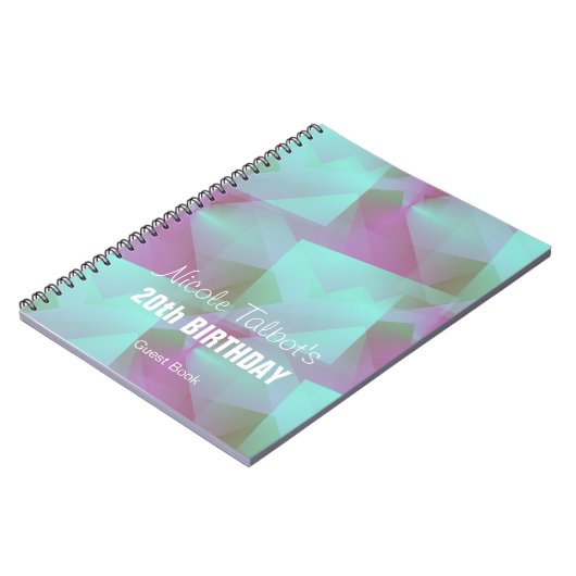 Blue Abstrakt pastel 20th Birthday Guest Book 4 Notizblock (Linke Seite)