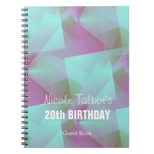 Blue Abstrakt pastel 20th Birthday Guest Book 4 Notizblock (Vorderseite)