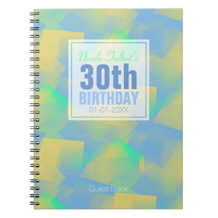 Blue Abstrakt Pastel 30. Geburtstag Gast Book 3a Notizblock