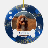 Blue Abstrakt Paw Print Pet Foto Keramik Ornament (Hinten)