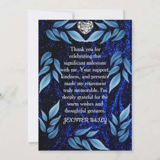 Blue Abstrakt Pearl Modern Trendy Boho Retirement Dankeskarte (Rückseite)