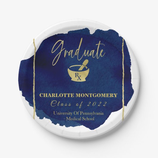 Blue Abstrakt Pharmacy School Abschluss Pappteller (Vorderseite)